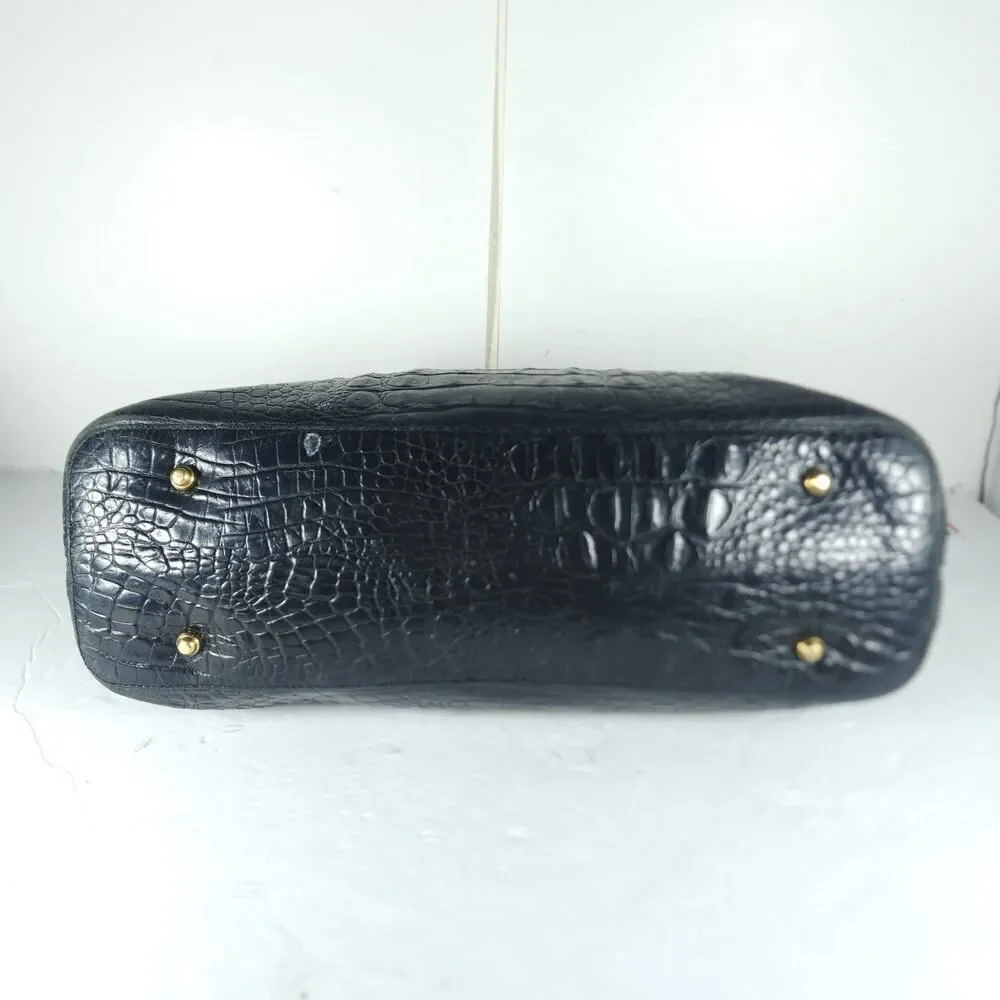 BRAHMIN Asher Medium Black Croc Embossed Melbourne Leather Tote bag